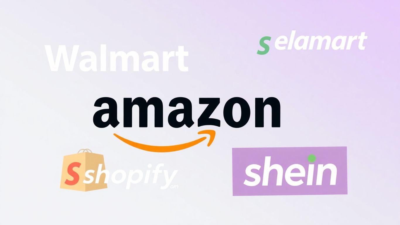 Amazon, Walmart, Shopify, and Shein logos connected.