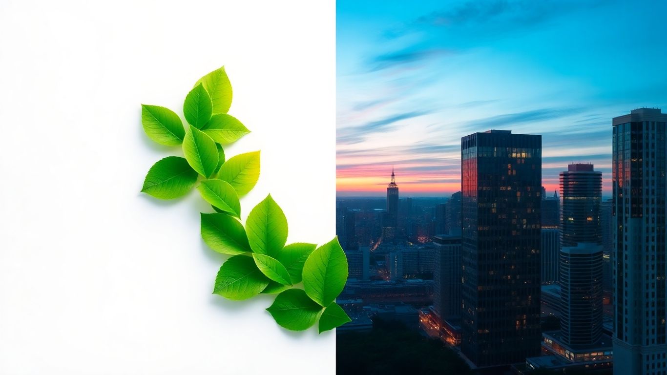 Shopify stock growth and city skyline.