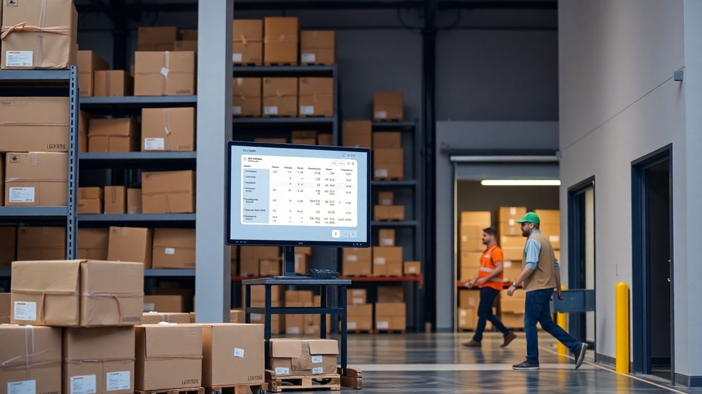 Warehouse with inventory management and shipments being received