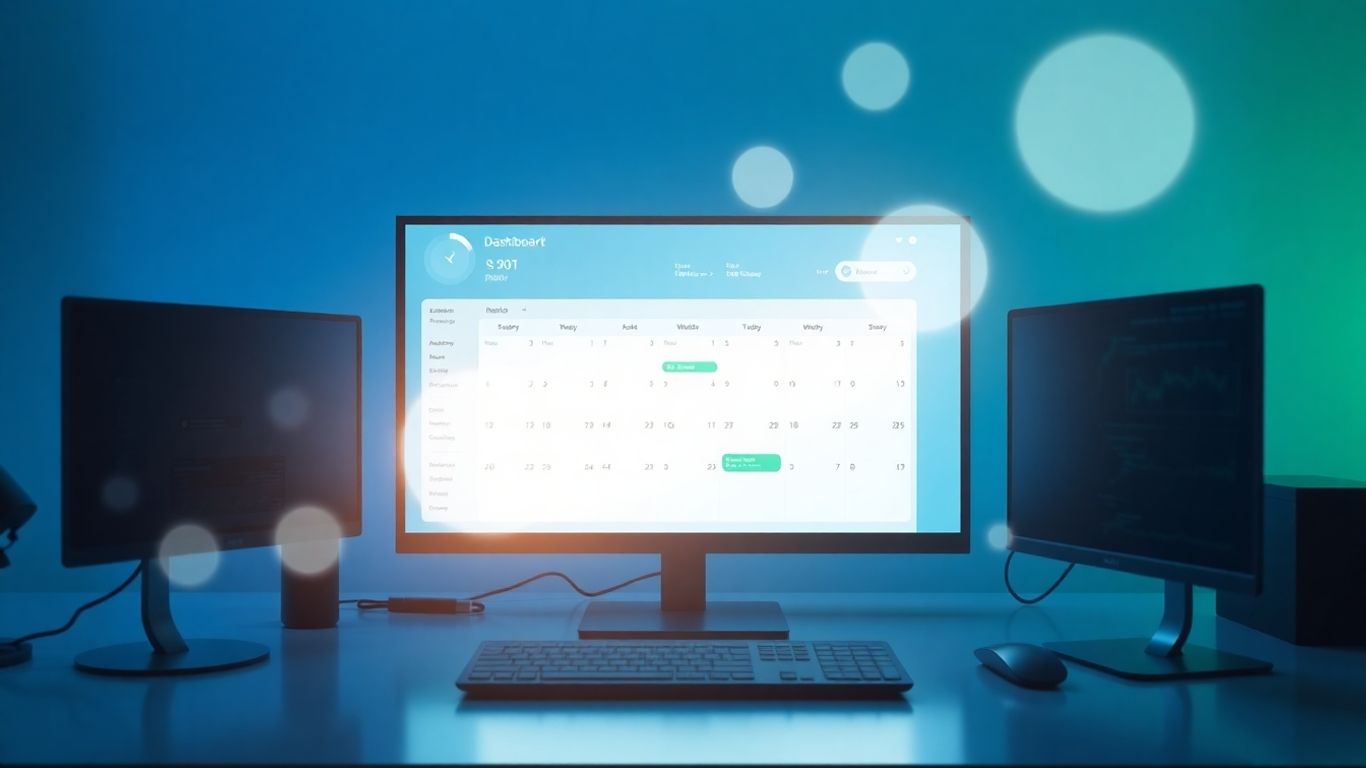 Digital workspace featuring dynamic and modern analytics visualization