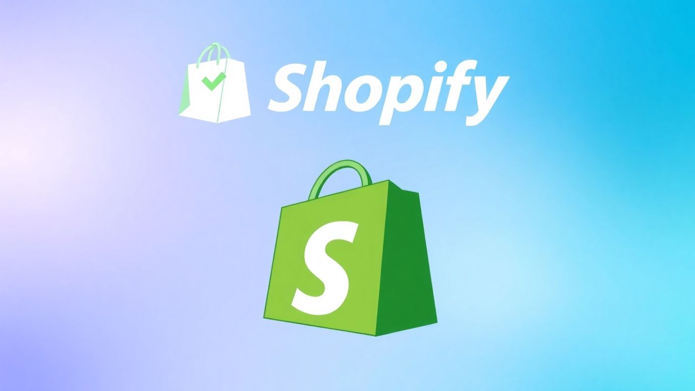 Shopify logo with a package and checkmark.