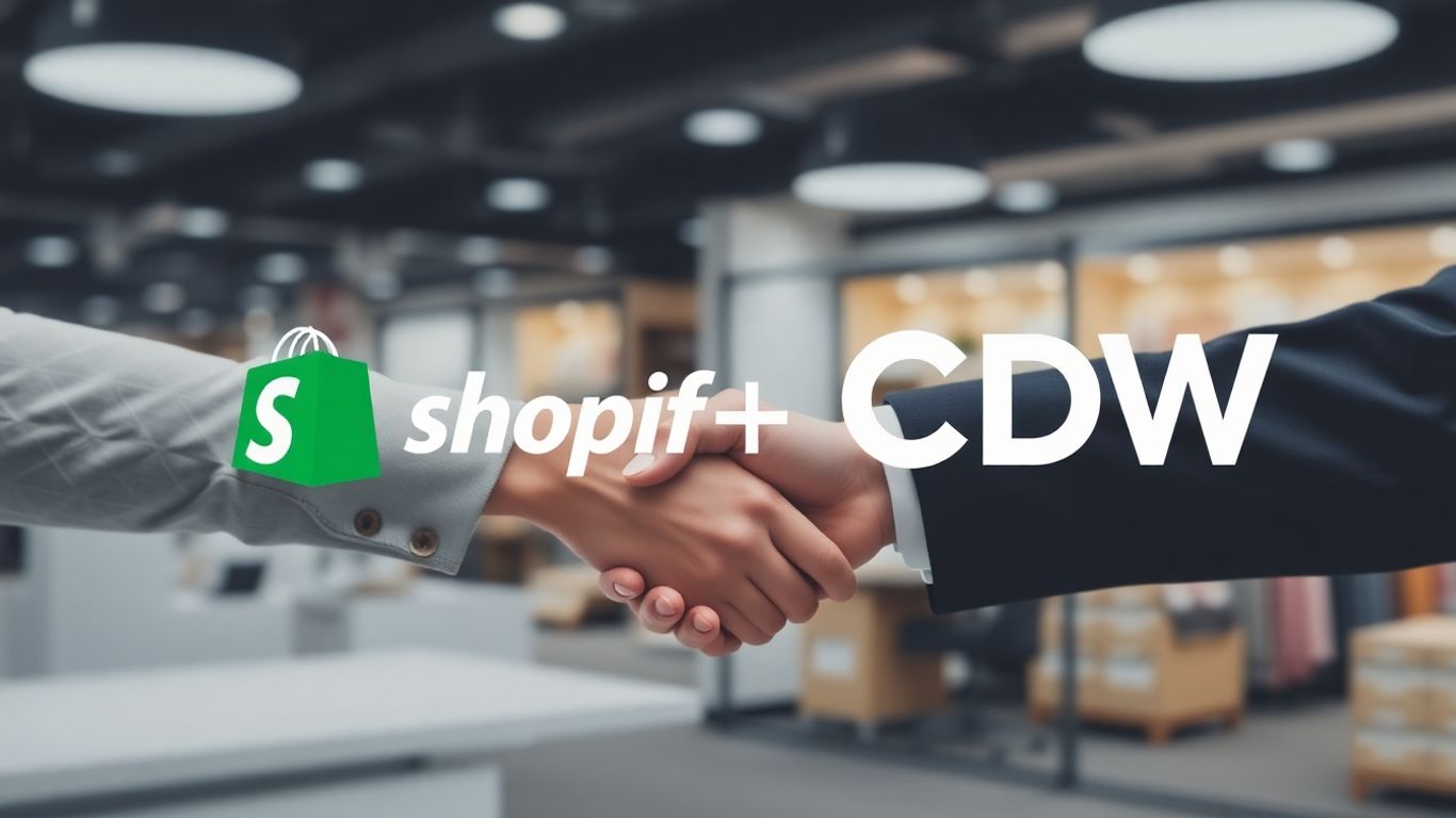 Shopify and CDW logos with a handshake.
