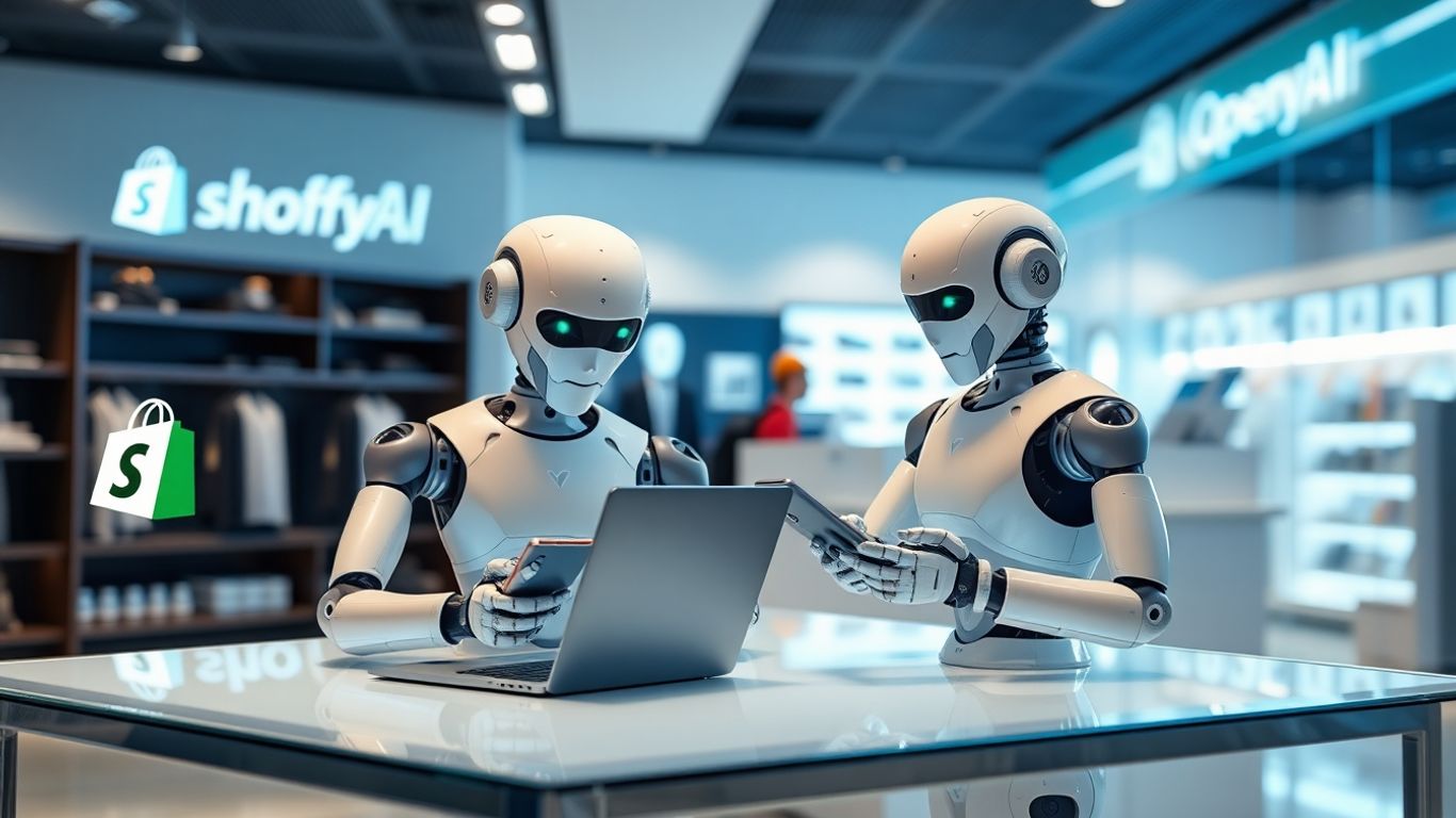 AI robots assist shoppers in a futuristic online store