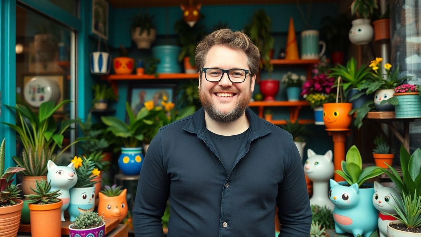 Seth Rogen in whimsical houseplant pop-up shop