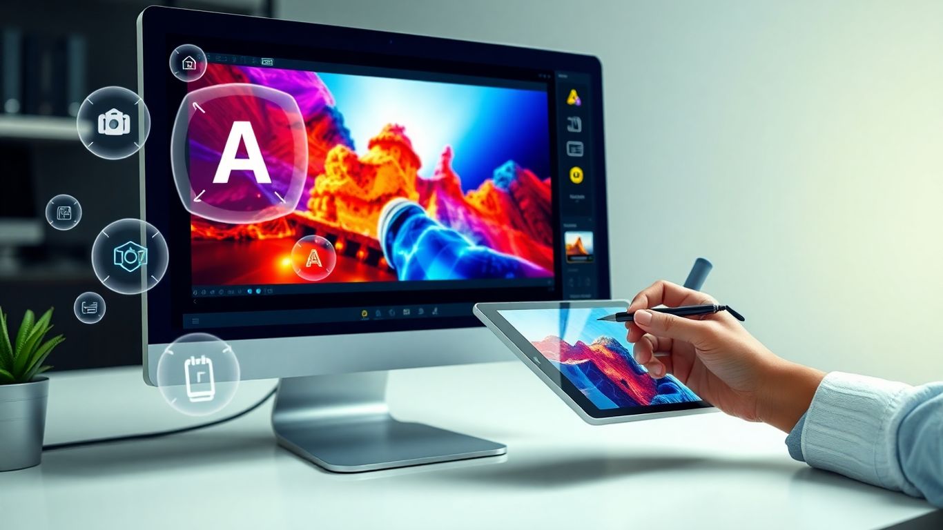 Person editing images with AI tools on computer.