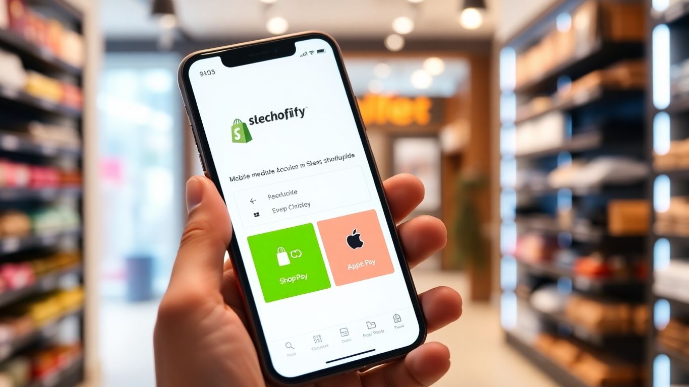 Smartphone showing Shop Pay and Apple Pay checkout options