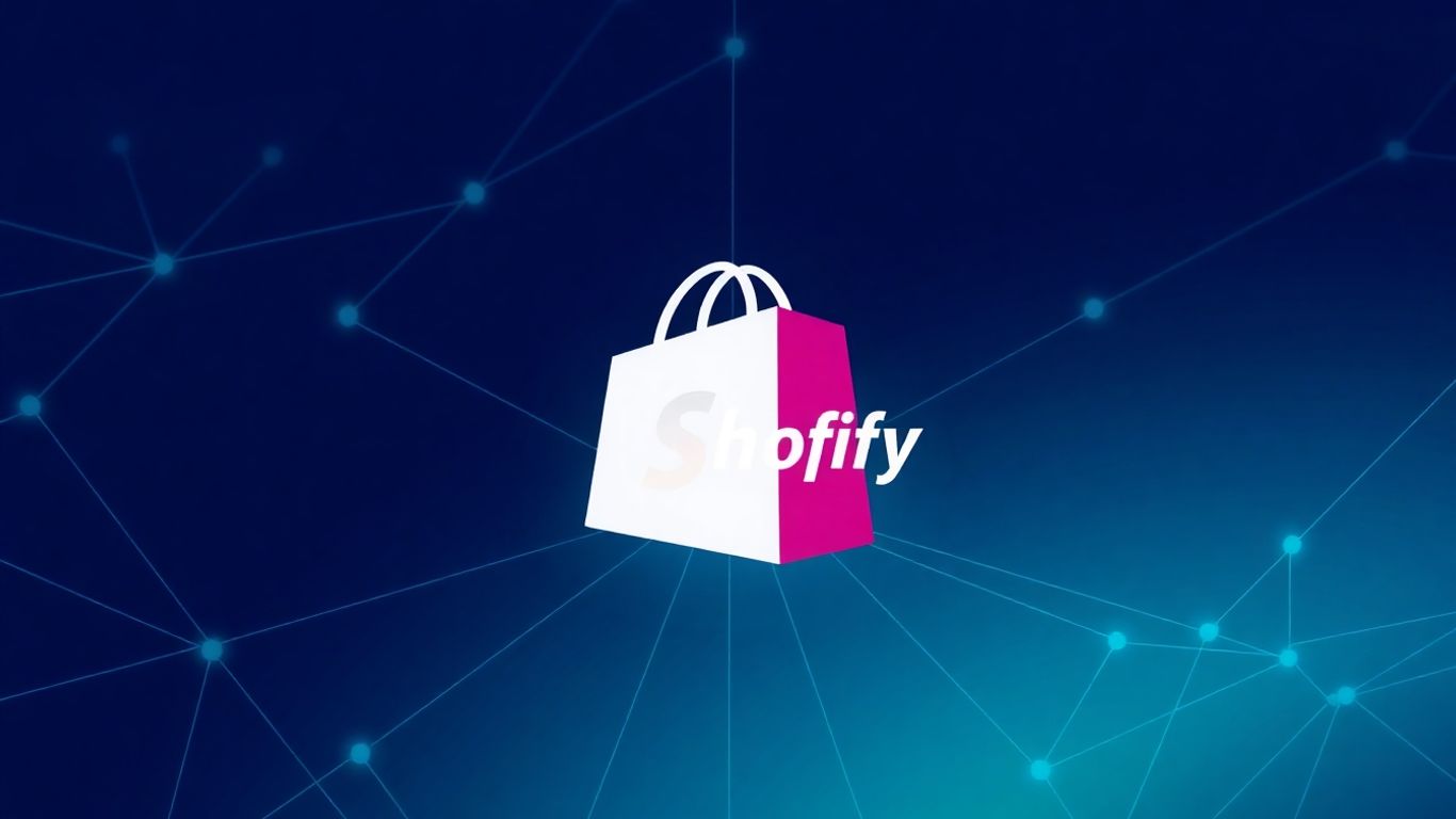 Shopify logo with connecting lines