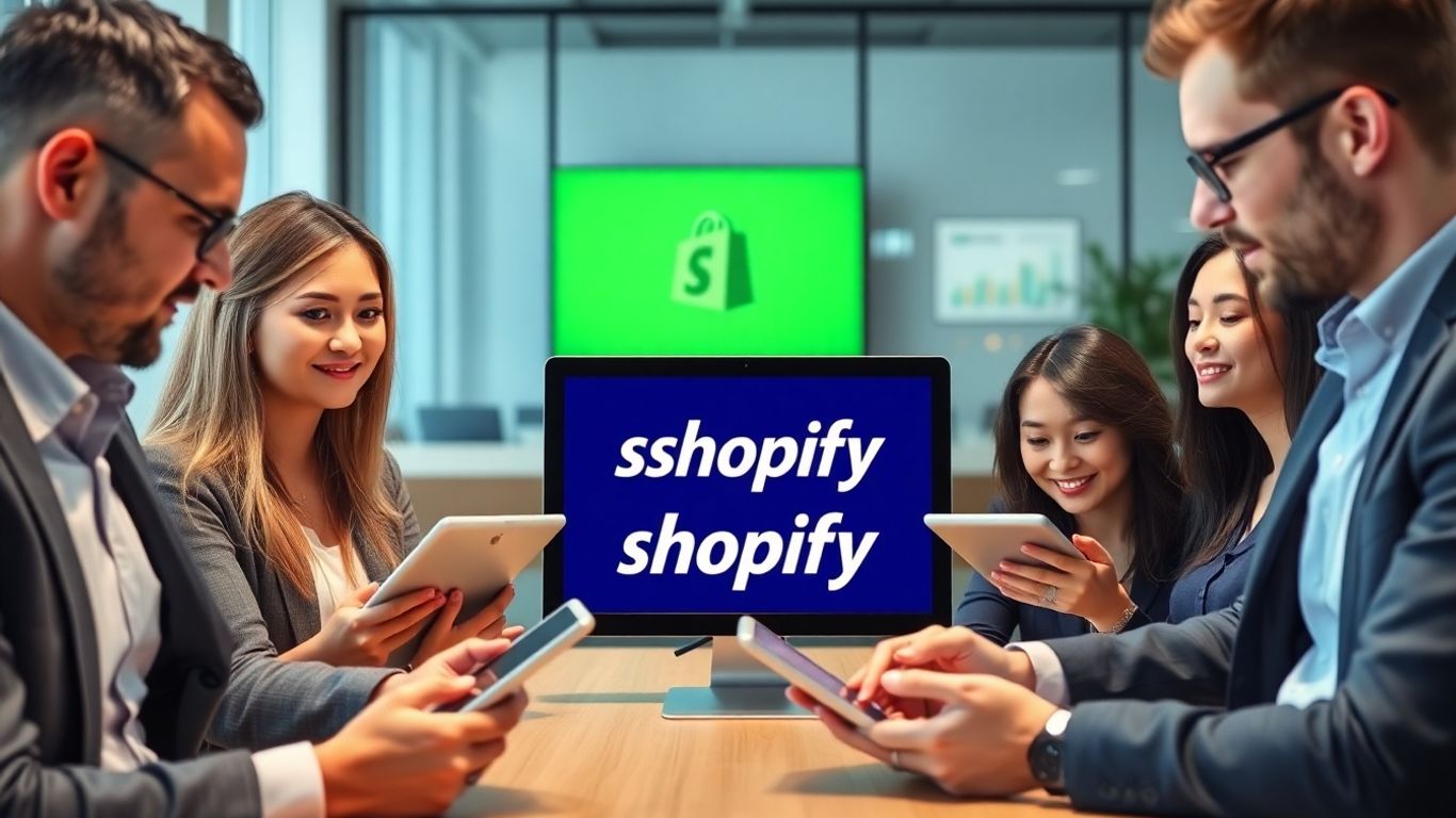 Investors analyze Shopify growth in modern office.