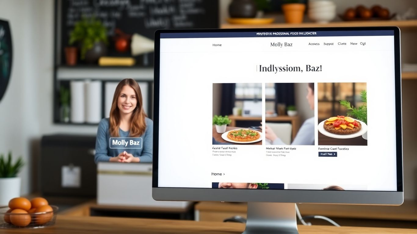 Website theme with Molly Baz digital likeness on screen