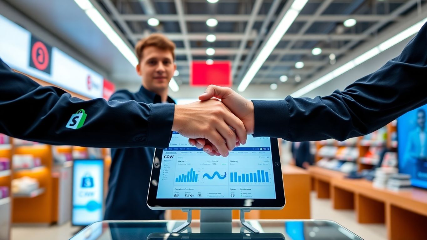 Shopify and CDW partnership in a retail setting.