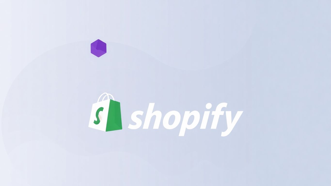 Shopify logo with abstract shapes.