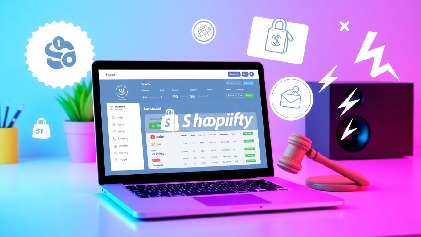 Shopify dashboard with automation, discount, and dispute icons