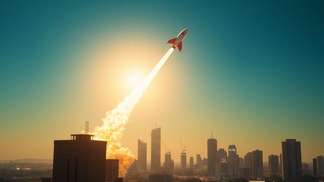 Shopify stock soaring upwards, symbolizing financial growth.